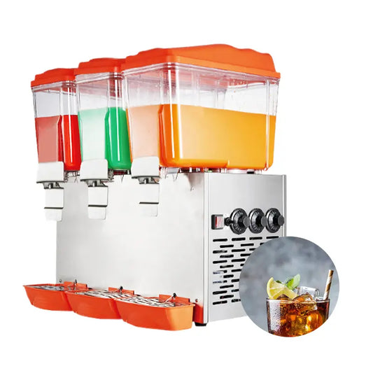 Commercial Triple-Tank Juice Dispenser with Hot and Cold Functionality