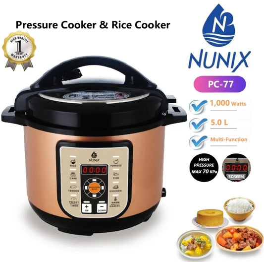 Nunix PC-77 Electric Pressure Cooker – 1000W, 5L