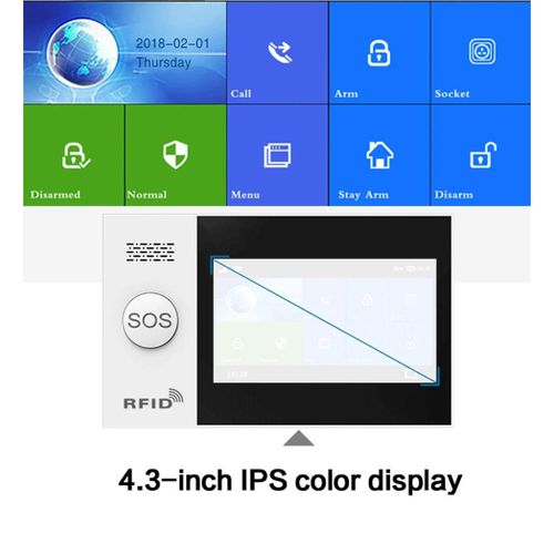 Tuya PG505 Alarm System with 4.3” IPS Touch Screen, WiFi + GSM Home Security Kit