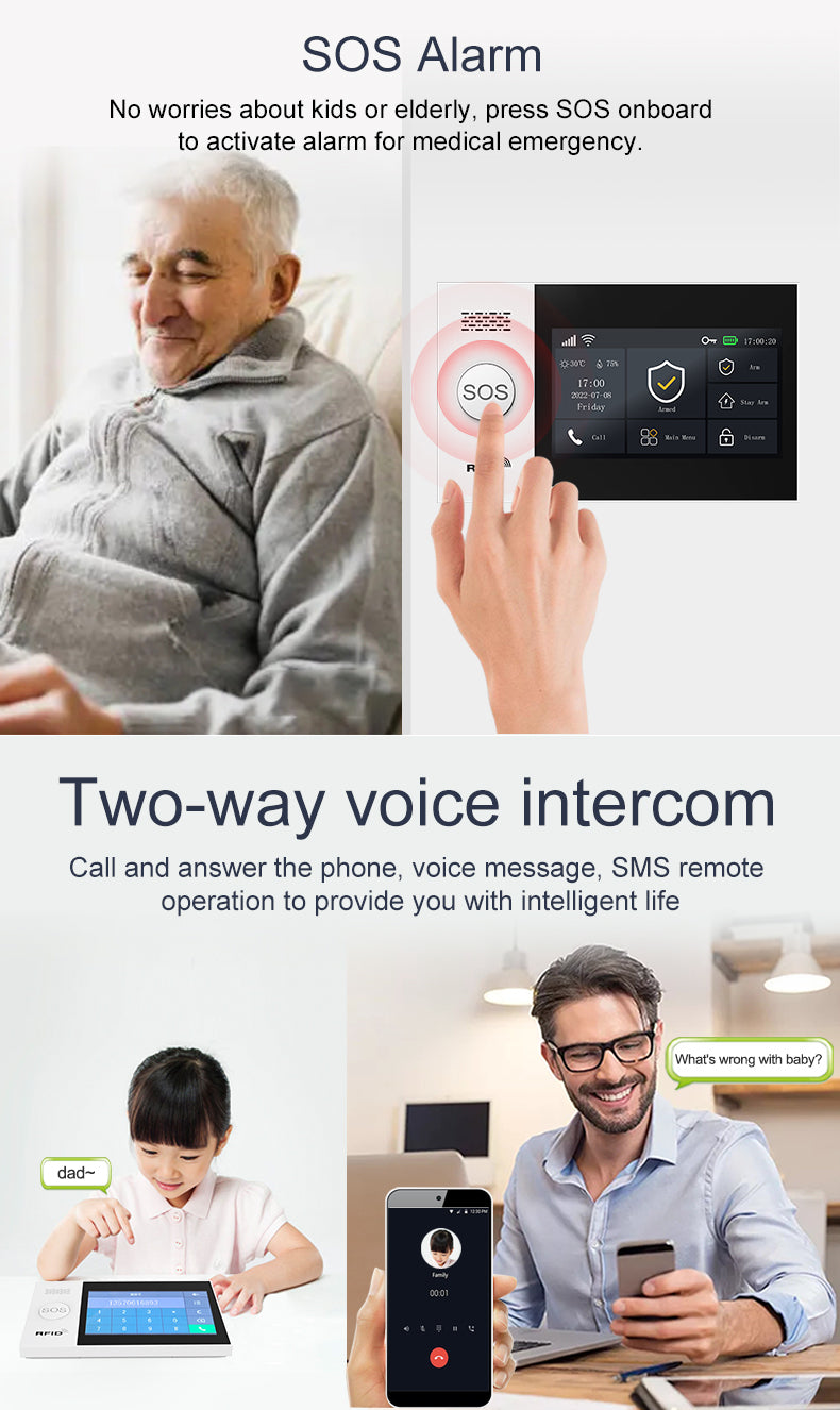 Tuya PG505 Alarm System with 4.3” IPS Touch Screen, WiFi + GSM Home Security Kit