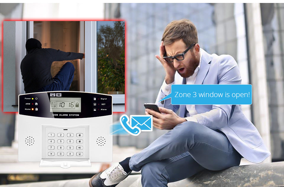 Home Burglar WiFi GSM Alarm System with Wireless Door Sensor & LCD Display