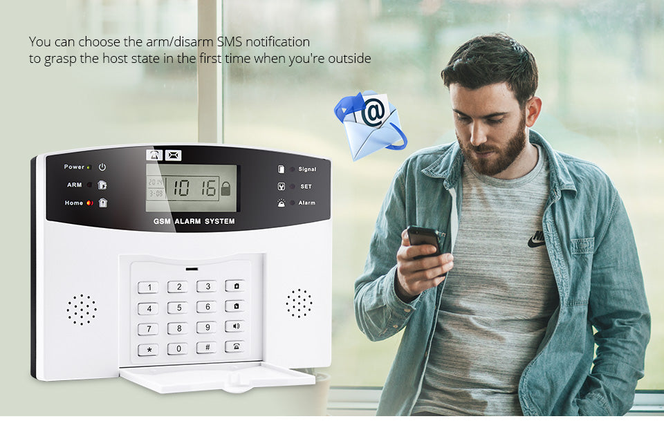 Home Burglar WiFi GSM Alarm System with Wireless Door Sensor & LCD Display