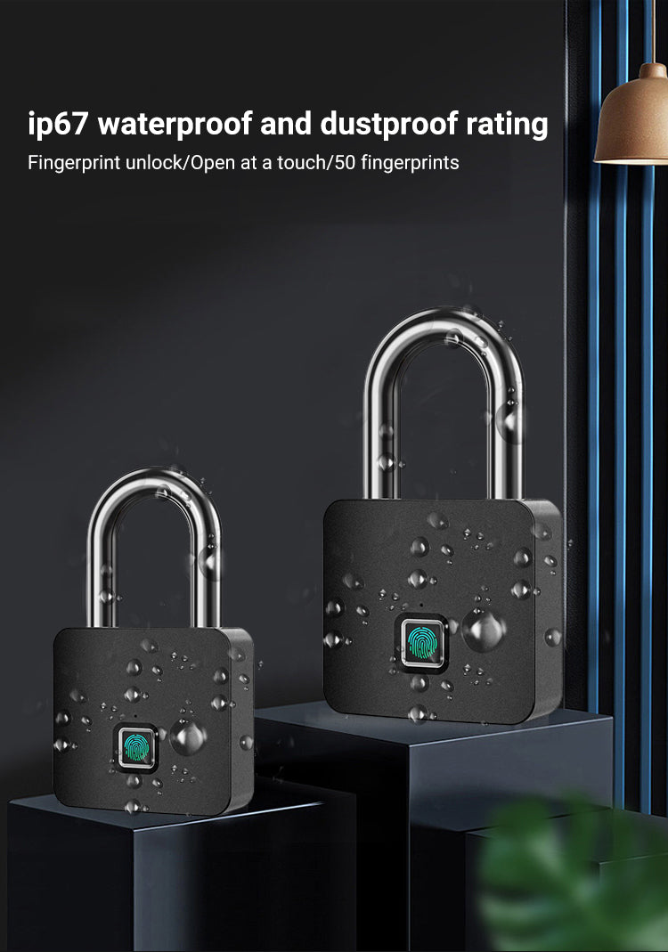 Tuya Smart Bluetooth Fingerprint Padlock – Waterproof & Key-Enabled