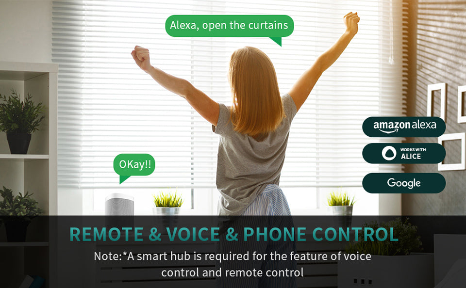 Tuya Smart WiFi Motorized Curtain Track with Remote Control