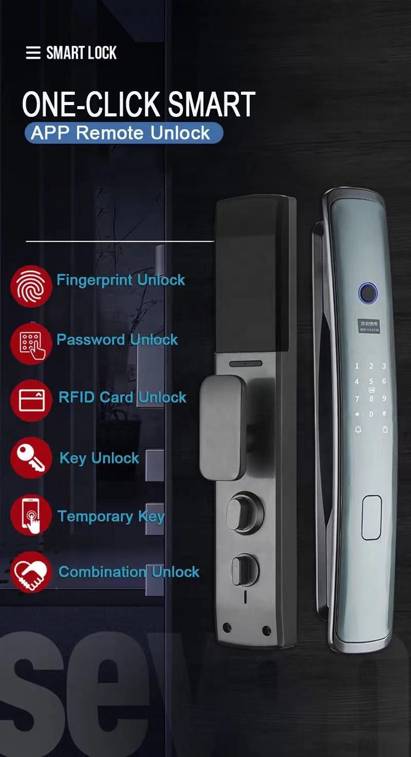 Smart Tuya WiFi-Zigbee Biometric Premium Automatic Lock – Multi-Access Digital Door Lock