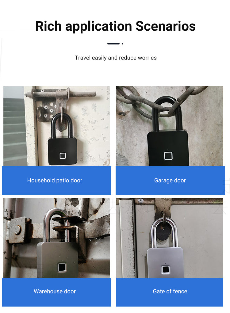 Tuya Smart Bluetooth Fingerprint Padlock – Waterproof & Key-Enabled