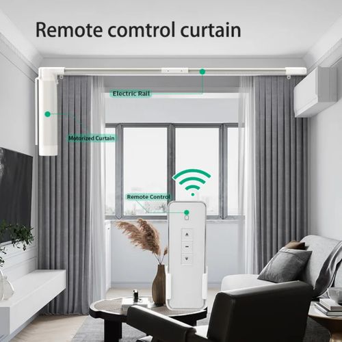 Tuya Smart WiFi Motorized Curtain Track with Remote Control