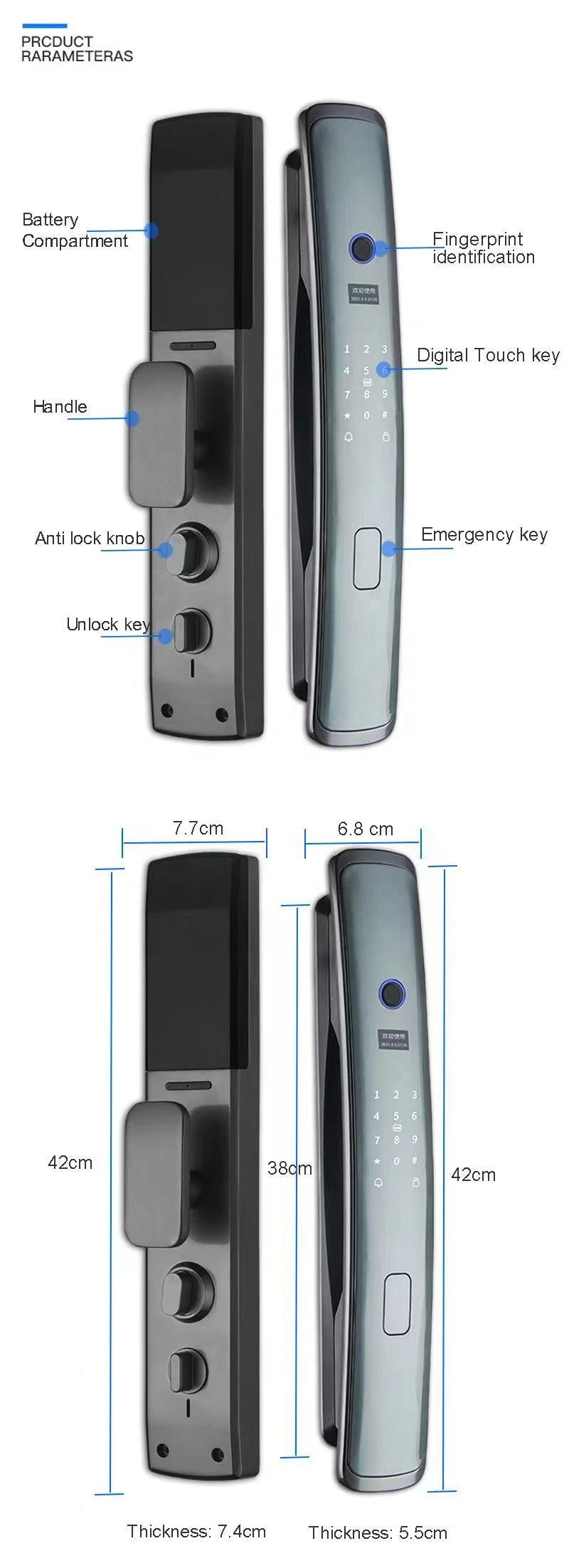Smart Tuya WiFi-Zigbee Biometric Premium Automatic Lock – Multi-Access Digital Door Lock