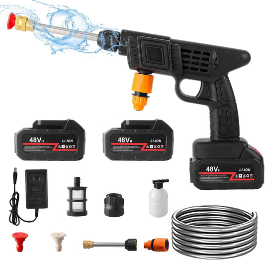 Cordless Portable High Pressure Spray Water – Includes 2 Batteries (48V)