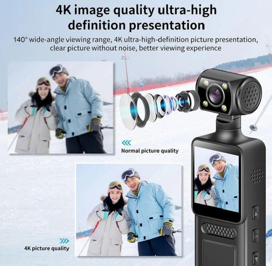 4K 1080P Body Camera Mini Pocket Action Camcorder With Night Vision and WiFi For Security, Vlogging and Sports